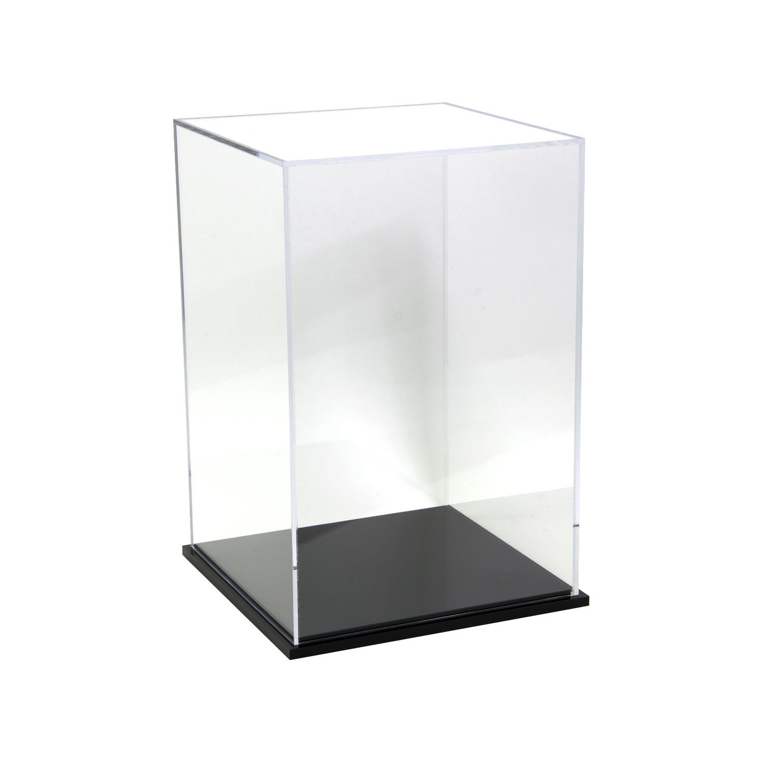Acrylic Display Box 9"H x 6"W x 6"L with Black Base shopPOPdisplays